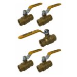 1/2" Female NPT, Full Port Industrial Brass Ball Valve, QTY-05