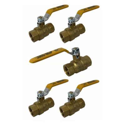 1/2" Female NPT, Full Port Industrial Brass Ball Valve, QTY-05