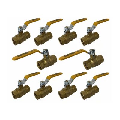 1/2" Female NPT, Full Port Industrial Brass Ball Valve, QTY-10