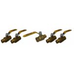 1/2" Male X Female NPT, Full Port Industrial Brass Ball Valve, QTY-05