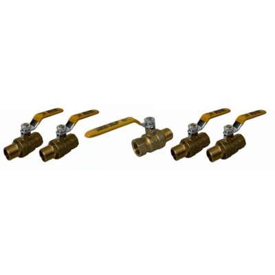 1/2" Male X Female NPT, Full Port Industrial Brass Ball Valve, QTY-05