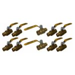 1/2" Male X Female NPT, Full Port Industrial Brass Ball Valve, QTY-10