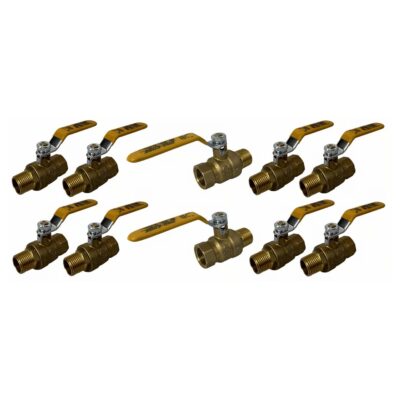 1/2" Male X Female NPT, Full Port Industrial Brass Ball Valve, QTY-10