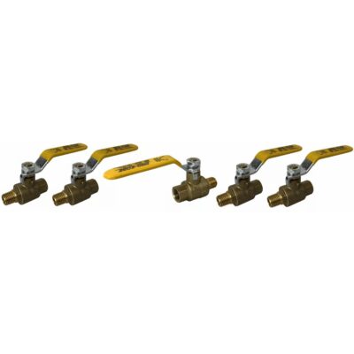 1/4" Male X Female NPT, Full Port Industrial Brass Ball Valve, QTY-05