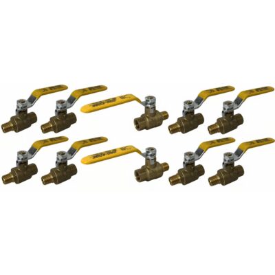 1/4" Male X Female NPT, Full Port Industrial Brass Ball Valve, QTY-10