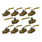 1" Male X Female NPT, Full Port Industrial Brass Ball Valve, QTY-10