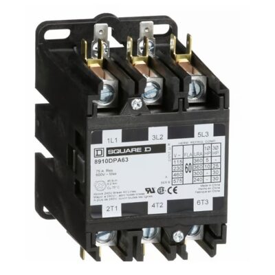 SQUARE D - 110-120V, Definite Purpose Contactor: 3 Poles, 60 FLA