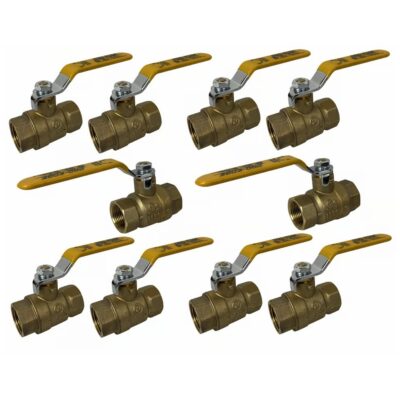 3/4" Female NPT, Full Port Industrial Brass Ball Valve, QTY-10