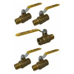 3/4" Male X Female NPT, Full Port Industrial Brass Ball Valve, QTY-05