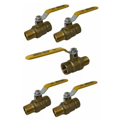 3/4" Male X Female NPT, Full Port Industrial Brass Ball Valve, QTY-05