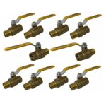 3/4" Male X Female NPT, Full Port Industrial Brass Ball Valve, QTY-10