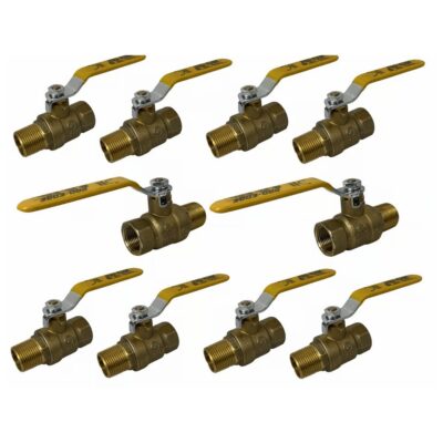 3/4" Male X Female NPT, Full Port Industrial Brass Ball Valve, QTY-10