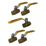 3/8" Female NPT, Full Port Industrial Brass Ball Valve, QTY-05