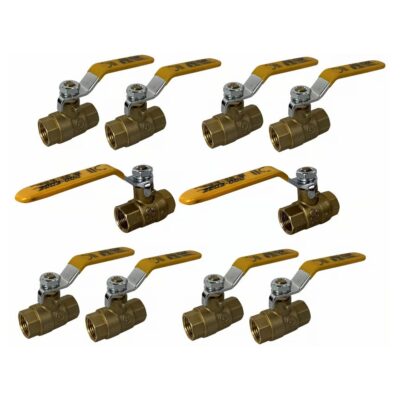 3/8" Female NPT, Full Port Industrial Brass Ball Valve, QTY-10