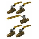 3/8" Male X Female NPT, Full Port Industrial Brass Ball Valve, QTY-05