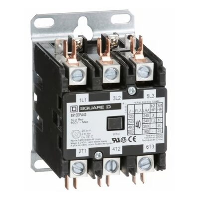 SQUARE D - 480V, Definite Purpose Contactor: 3 Poles, 40 FLA