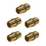 1/4" Male NPT Brass Hex Nipple - Qty. 5