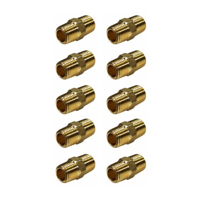 1/4" Male NPT Brass Hex Nipple - Qty. 10