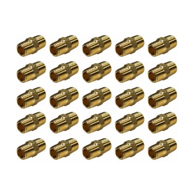 1/4" Male NPT Brass Hex Nipple - Qty. 25