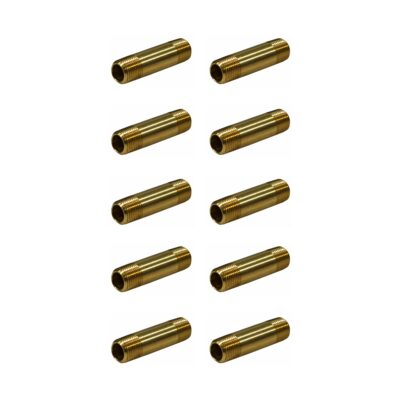1/4" Male NPT Brass Long Nipple, 1.50" Length - Qty. 10