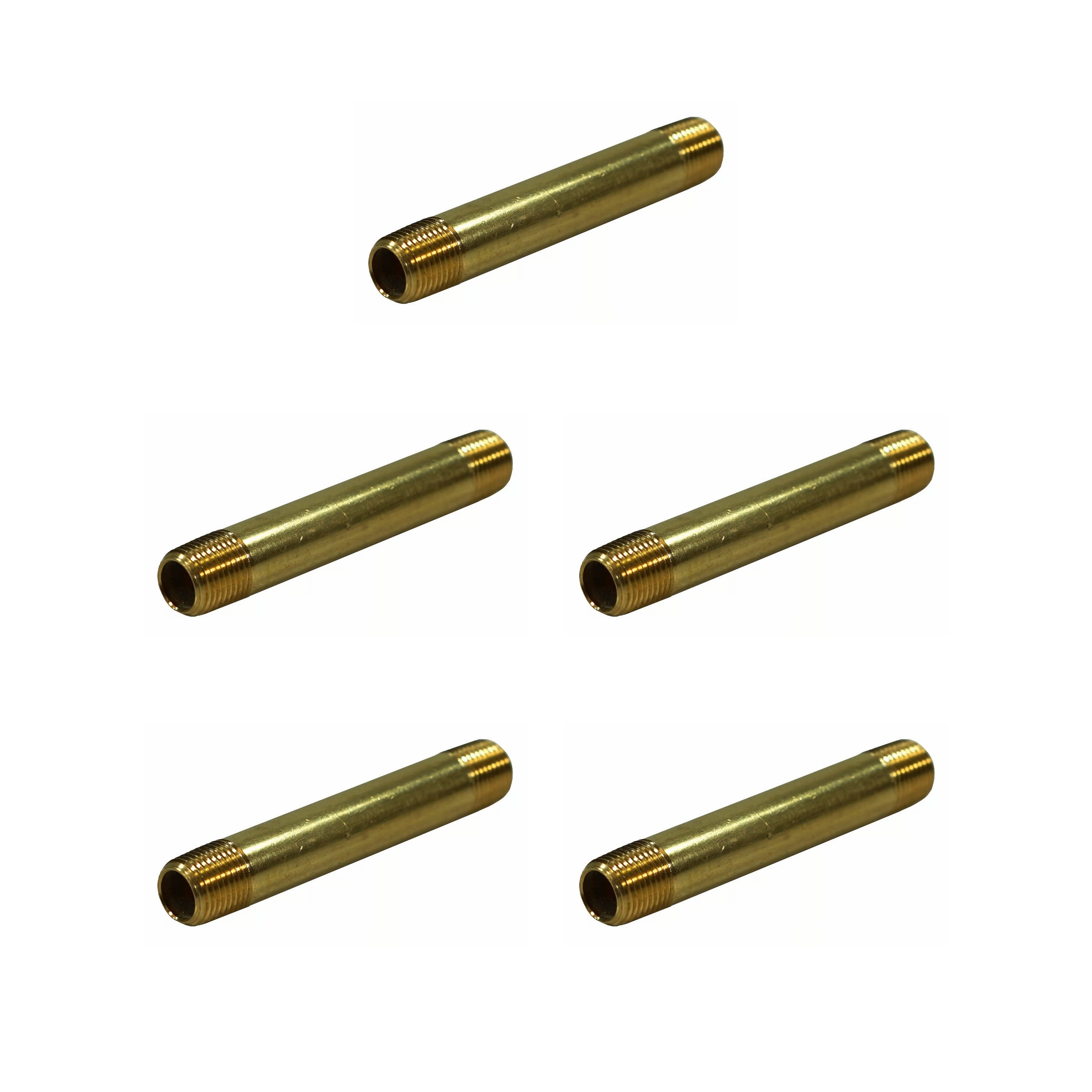 1/4" Male NPT Brass Long Nipple, 2.50" Length - Qty. 05