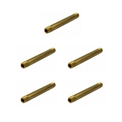 1/4" Male NPT Brass Long Nipple, 3.50" Length - Qty. 05